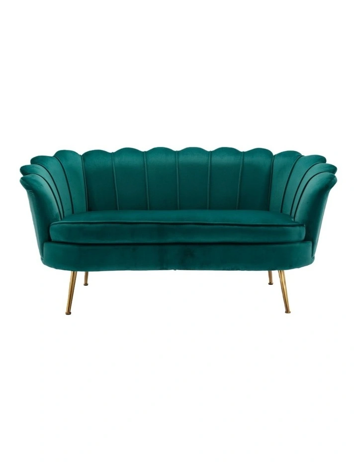 Modern Shell Back 2-Seater Sofa, Comfy Upholstered Small Love Seat Couch image 3