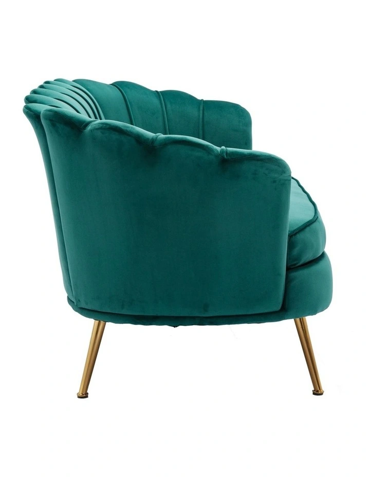 Modern Shell Back 2-Seater Sofa, Comfy Upholstered Small Love Seat Couch image 4