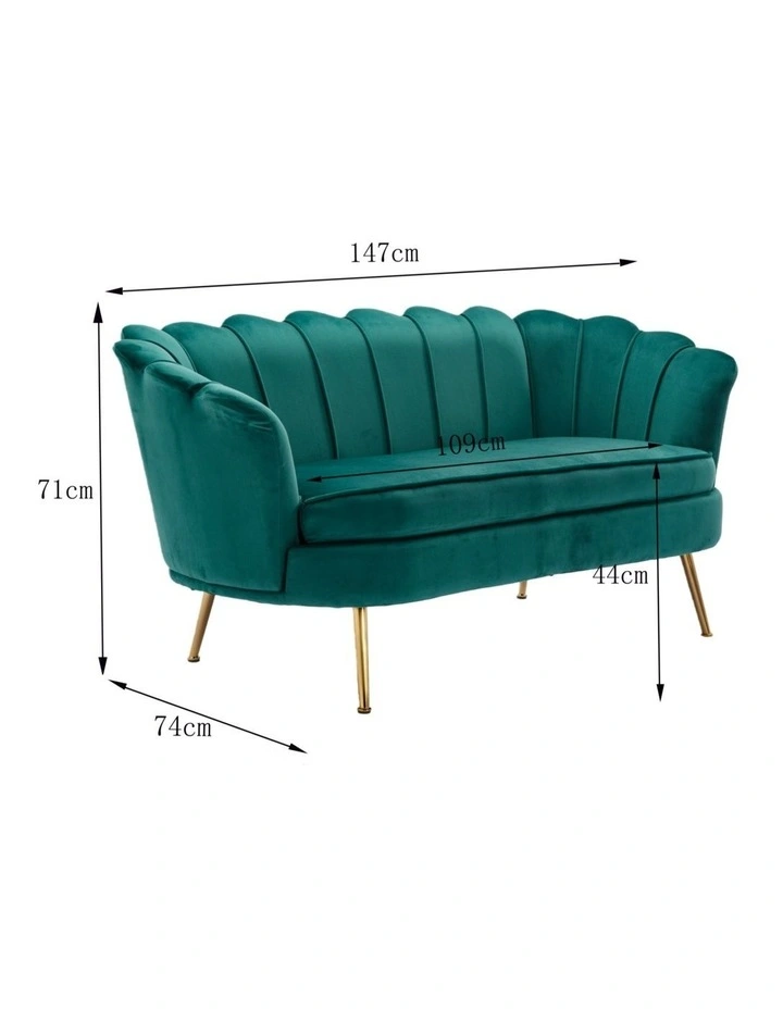 Modern Shell Back 2-Seater Sofa, Comfy Upholstered Small Love Seat Couch image 7