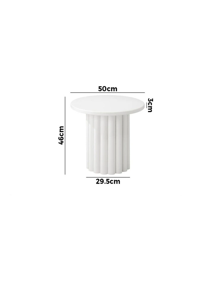 Oikiture Side Table Coffee End Tables Sofa Desk Round White image 3