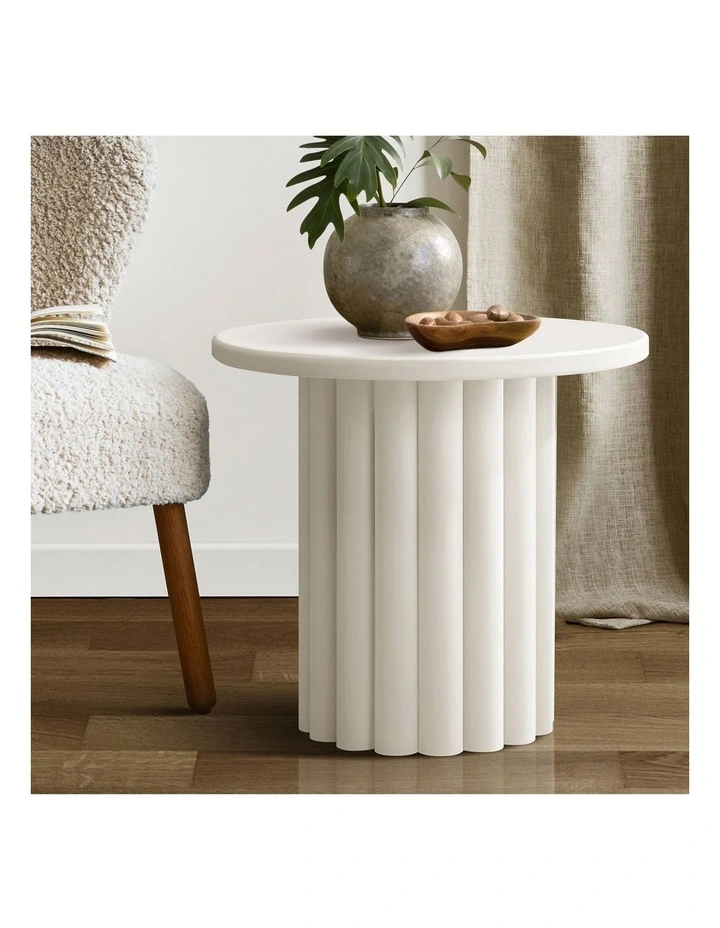 Oikiture Side Table Coffee End Tables Sofa Desk Round White image 4