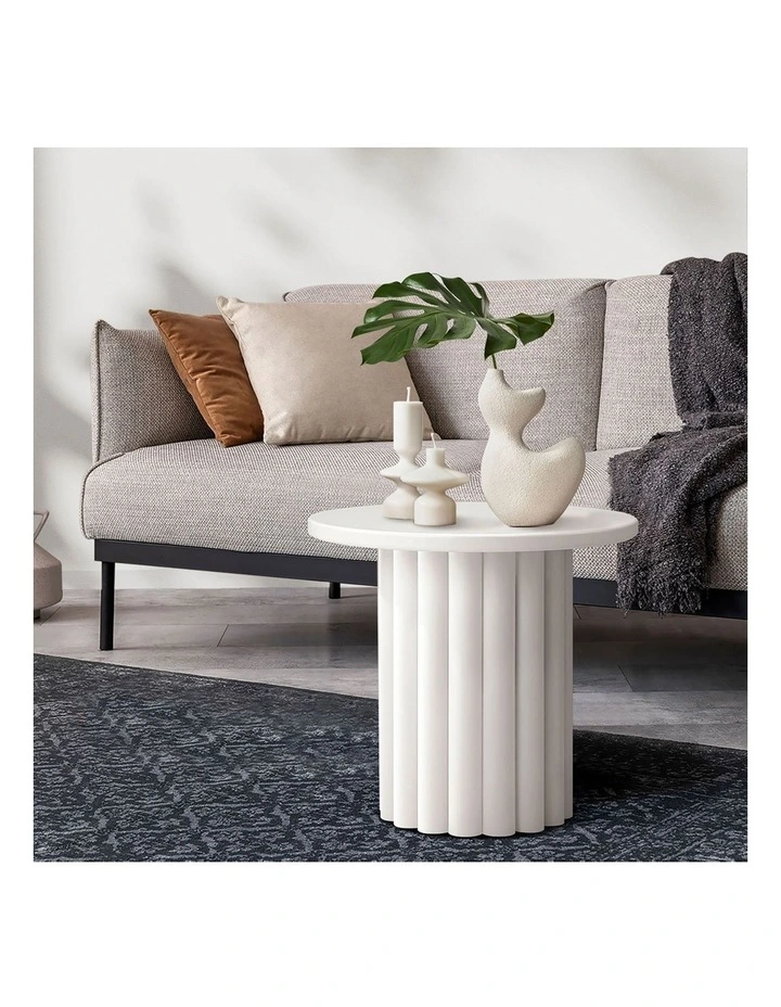 Oikiture Side Table Coffee End Tables Sofa Desk Round White image 5