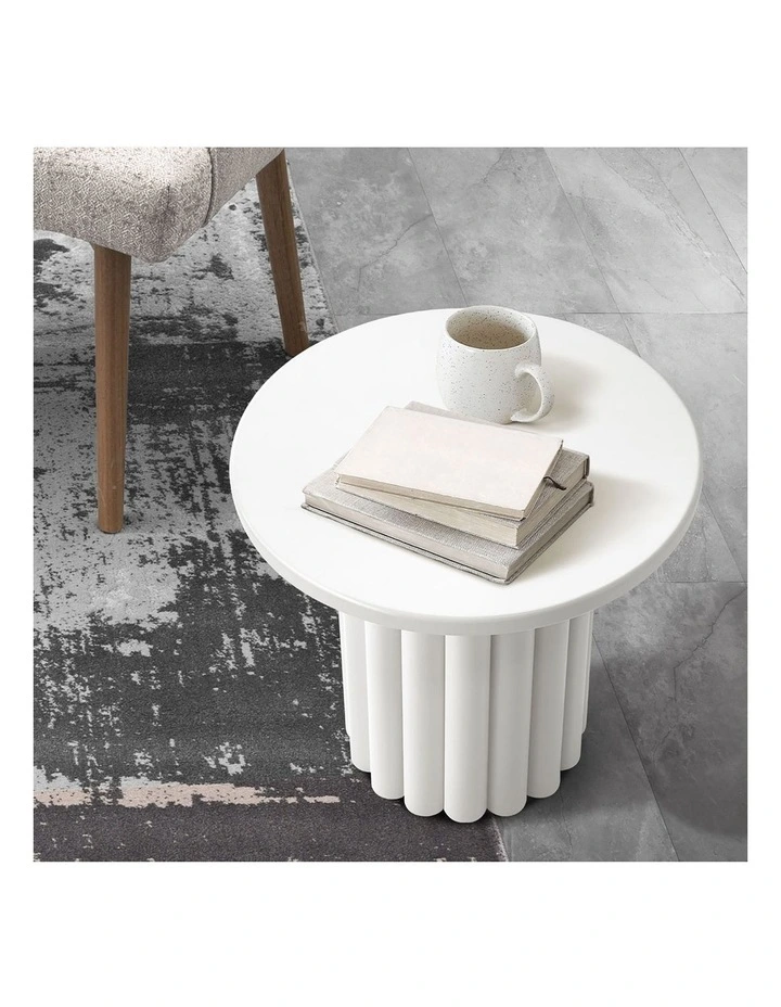 Oikiture Side Table Coffee End Tables Sofa Desk Round White image 6