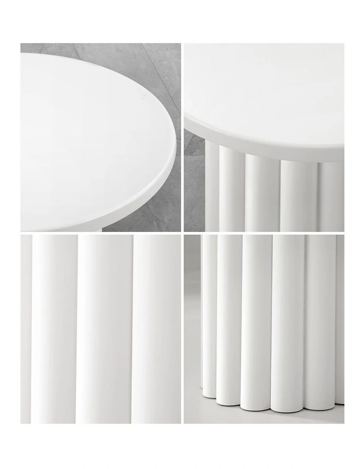 Oikiture Side Table Coffee End Tables Sofa Desk Round White image 7