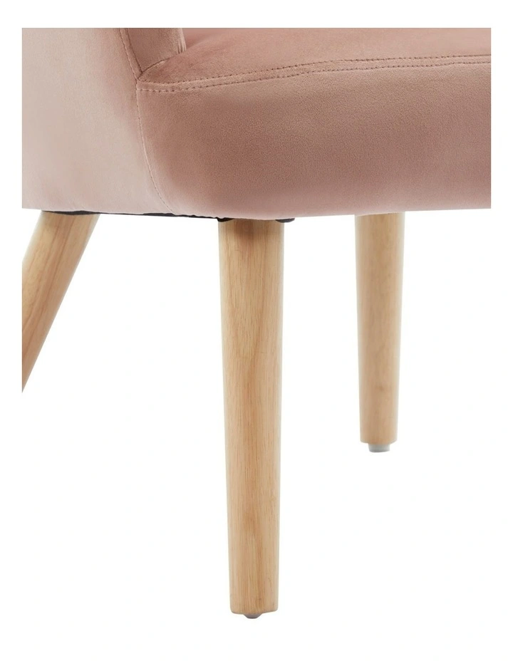 Velvet Wingback Modern Accent Chair with Four Wood Legs, Shell Back Comfy Armchair, Pink image 6