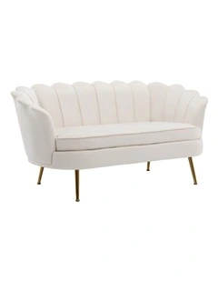 Modern Shell Back 2-Seater Sofa, Comfy Upholstered Small Love Seat Couch