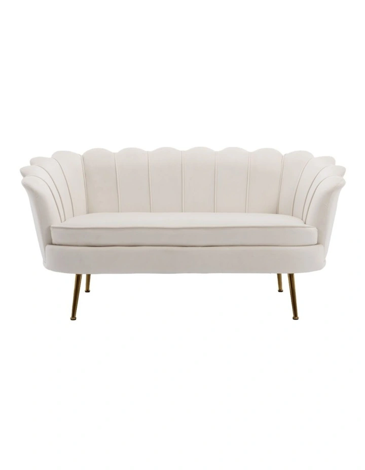 Modern Shell Back 2-Seater Sofa, Comfy Upholstered Small Love Seat Couch image 2