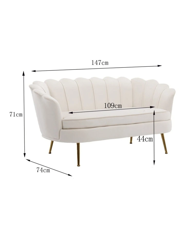 Modern Shell Back 2-Seater Sofa, Comfy Upholstered Small Love Seat Couch image 6