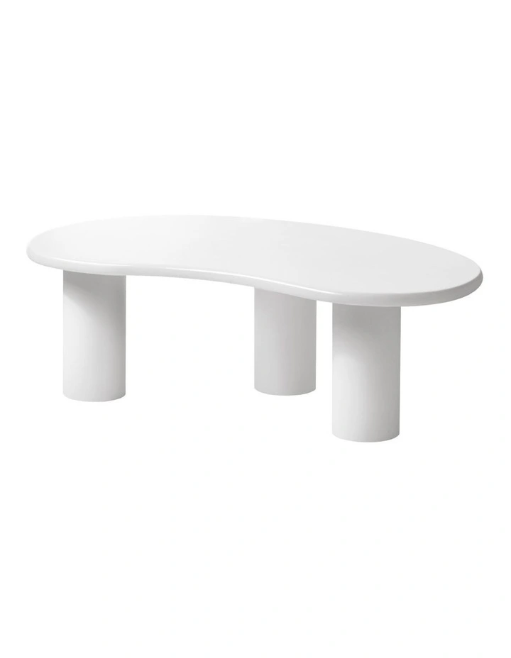 Oikiture Coffee Table Sofa Cafe Desk Side Tables Living Room Irregular White image 1
