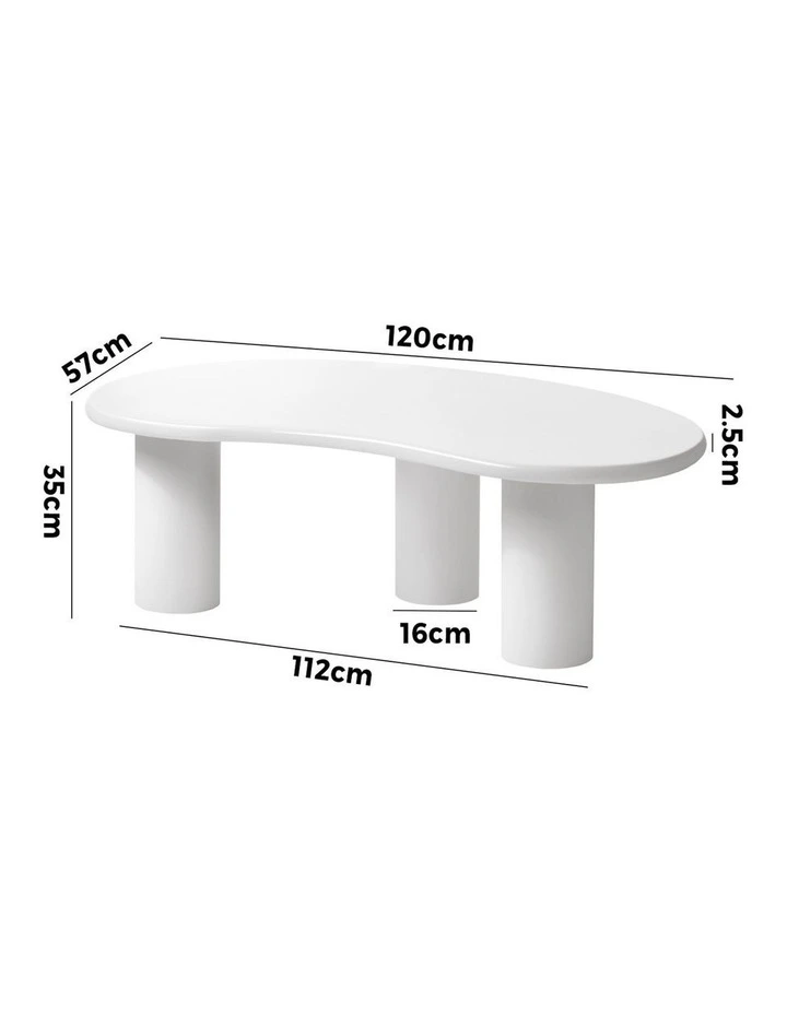Oikiture Coffee Table Sofa Cafe Desk Side Tables Living Room Irregular White image 3