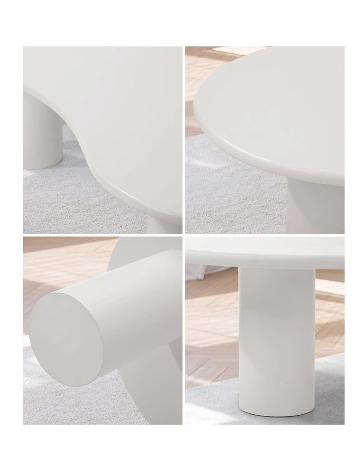 Oikiture Coffee Table Sofa Cafe Desk Side Tables Living Room Irregular White image 6