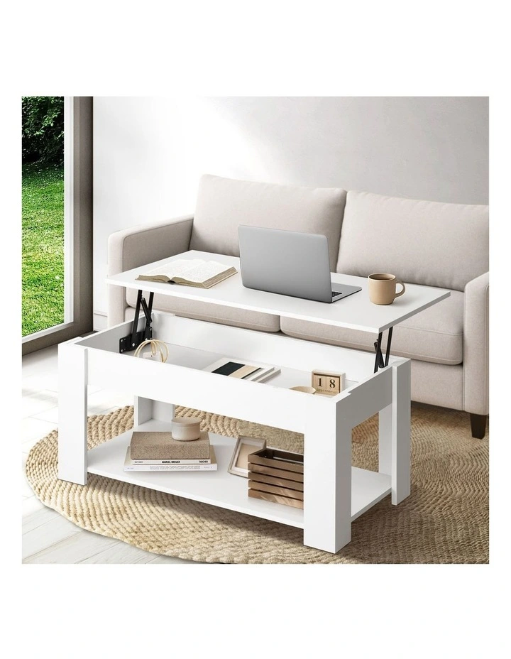 Oikiture Coffee Table Lift Up Top Modern Tables Hidden Book Storage White image 4