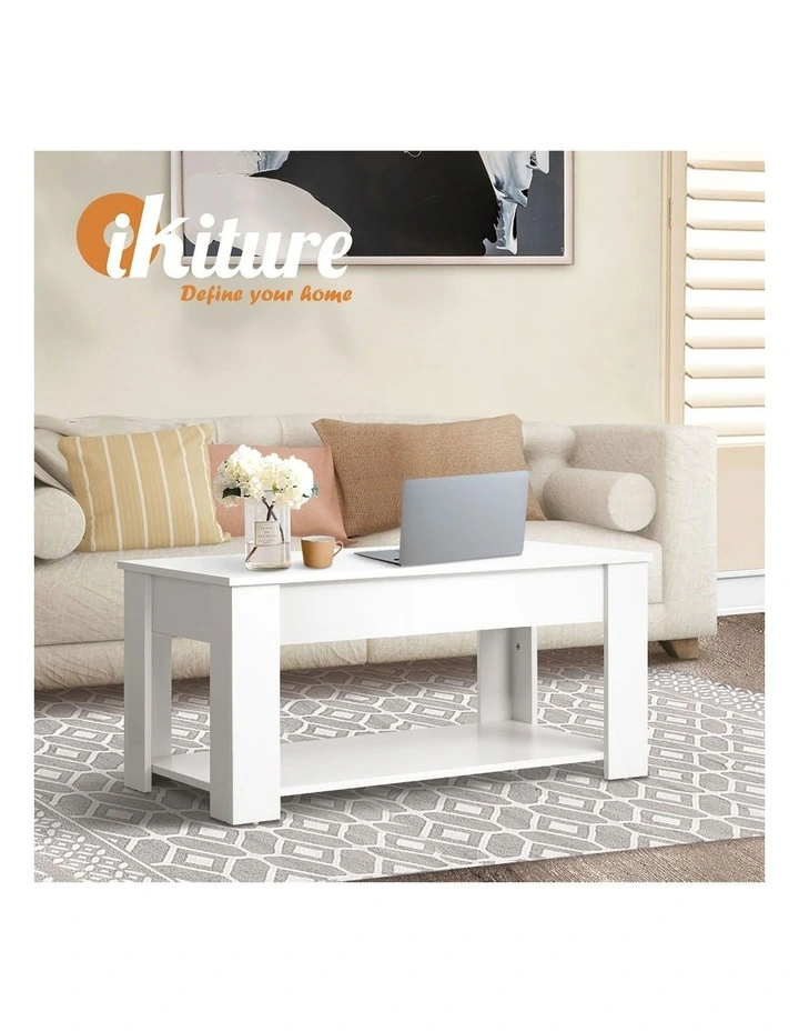 Oikiture Coffee Table Lift Up Top Modern Tables Hidden Book Storage White image 7