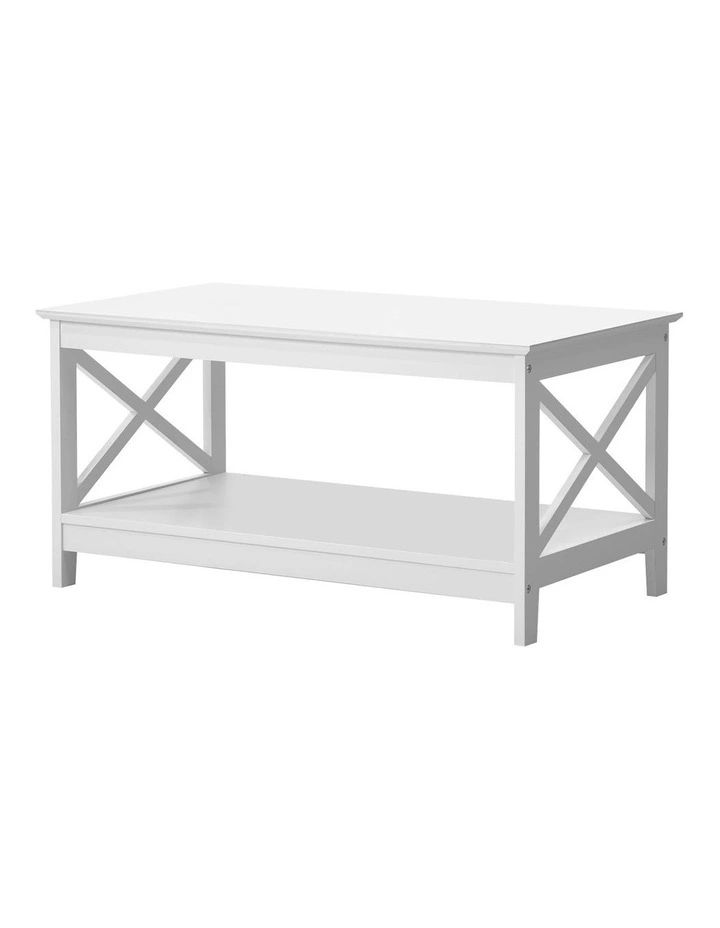 Oikiture Coffee Table Side Tables Storage Rack Shelf 2-Tier Hamptons Furniture image 1