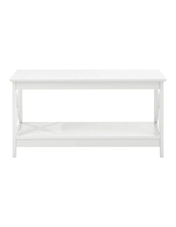 Oikiture Coffee Table Side Tables Storage Rack Shelf 2-Tier Hamptons Furniture image 2