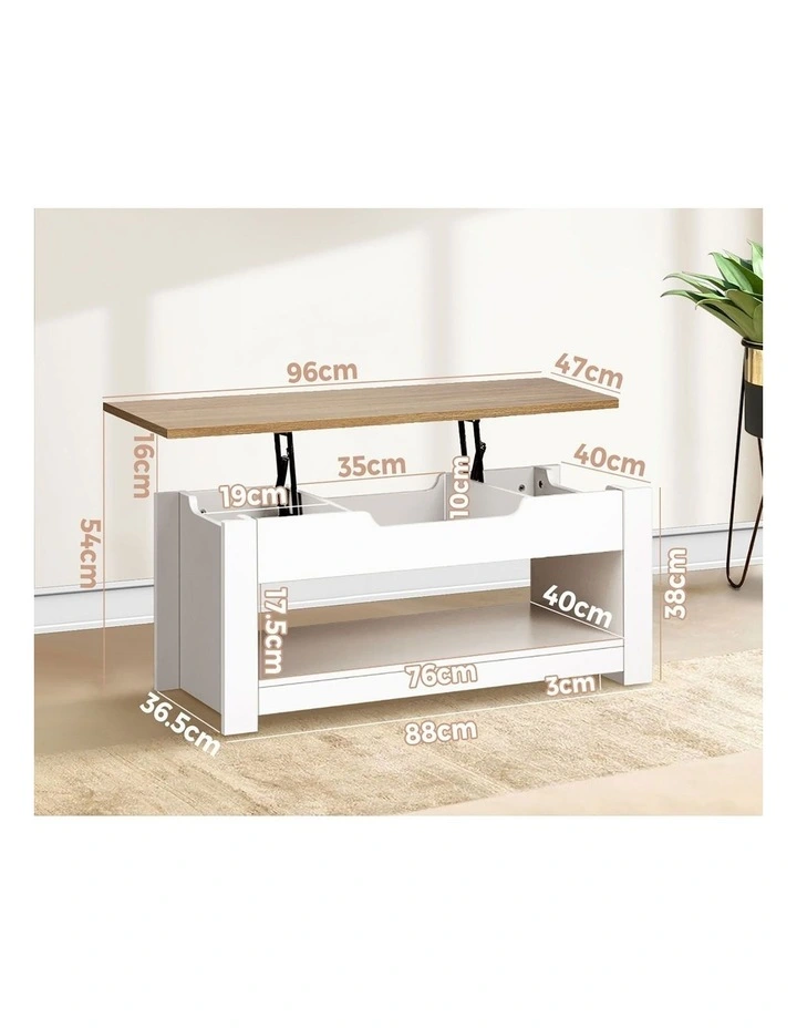 Oikiture Coffee Table Lift Up Top Modern Tables Hidden Storage Shelf Display image 3