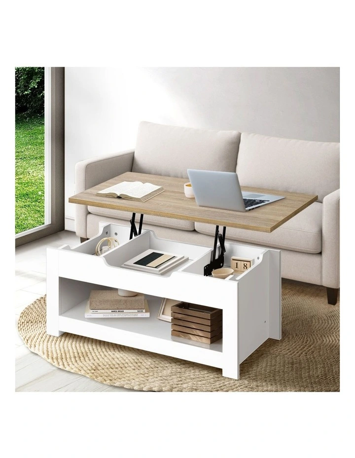 Oikiture Coffee Table Lift Up Top Modern Tables Hidden Storage Shelf Display image 4