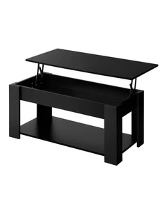 Oikiture Coffee Table Lift Up Top Modern Tables Hidden Book Storage Black