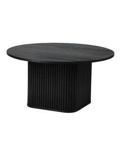 Oikiture Coffee Table Side End Tables Sofa Desk Round Wooden Furniture Black