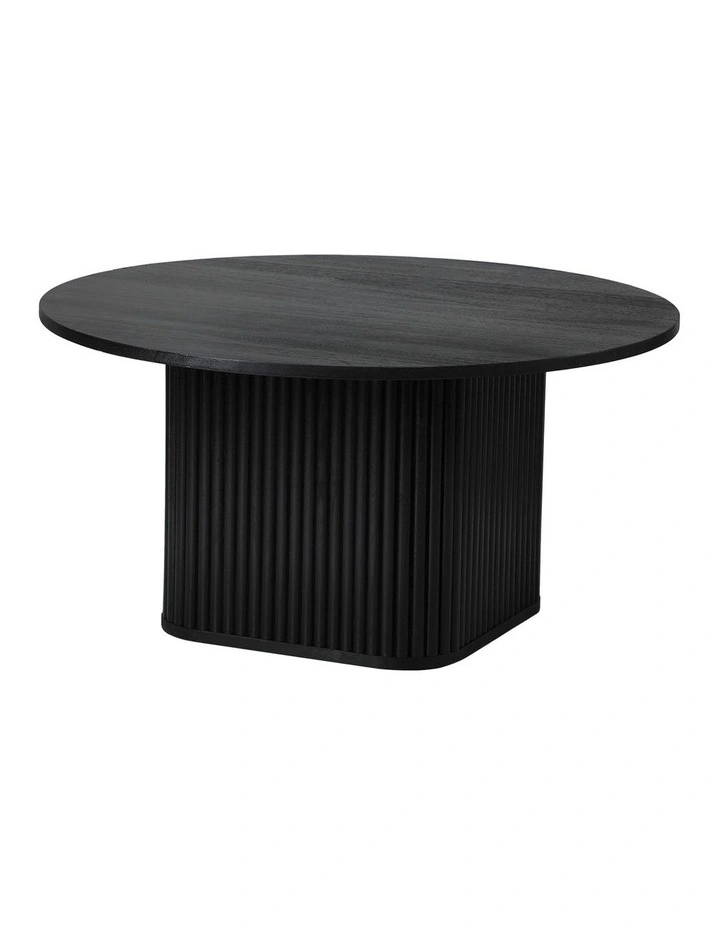 Oikiture Coffee Table Side End Tables Sofa Desk Round Wooden Furniture Black image 1