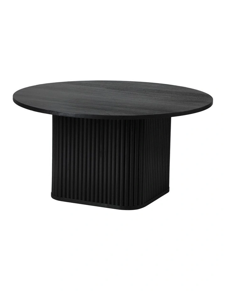 Oikiture Coffee Table Side End Tables Sofa Desk Round Wooden Furniture Black image 2