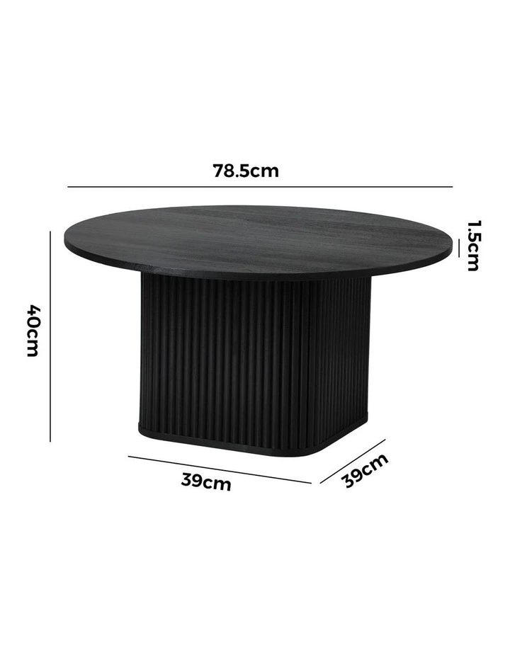 Oikiture Coffee Table Side End Tables Sofa Desk Round Wooden Furniture Black image 3