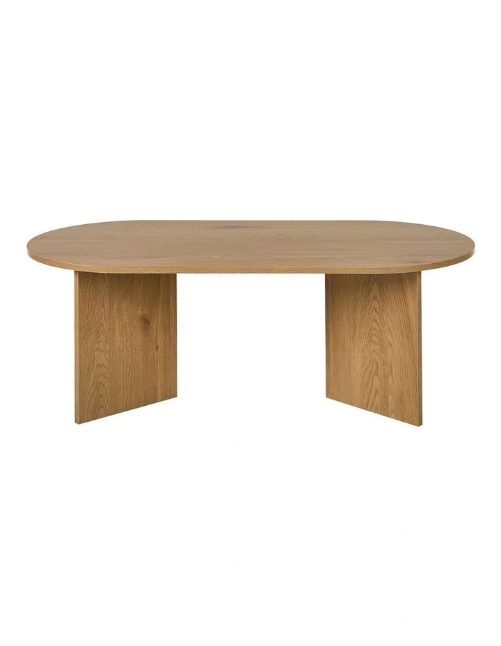 Oikiture Coffee Table Sofa End Table Oval Side Cafe Desk Timber Natural image 2