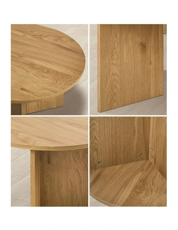 Oikiture Coffee Table Sofa End Table Oval Side Cafe Desk Timber Natural image 6