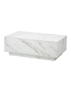 Oikiture Coffee Table Side Tables Sofa Cafe Desk Marble Effect Wooden White