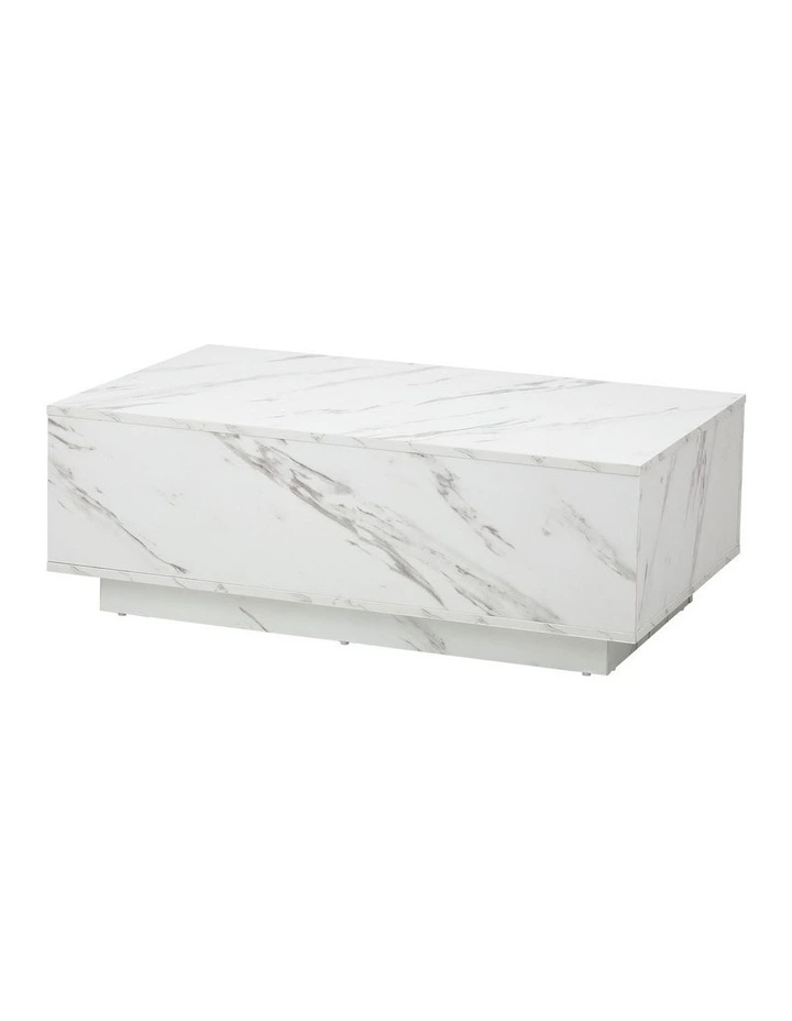 Oikiture Coffee Table Side Tables Sofa Cafe Desk Marble Effect Wooden White image 1
