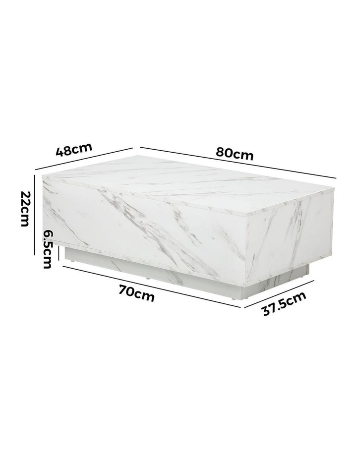 Oikiture Coffee Table Side Tables Sofa Cafe Desk Marble Effect Wooden White image 3