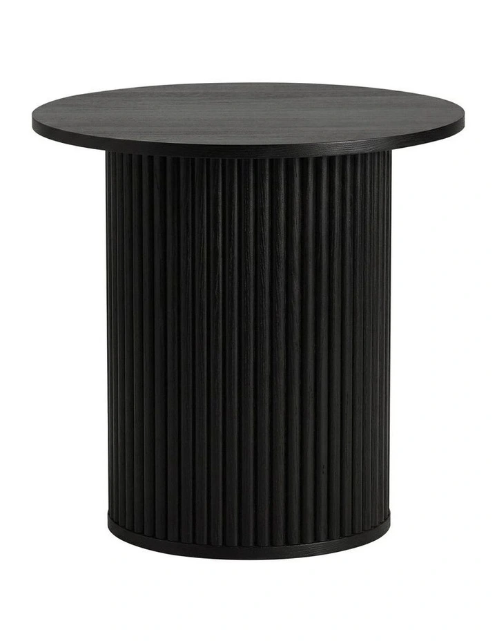 Oikiture Coffee Table Side End Tables Sofa Desk Bedside Round Wood Black image 1