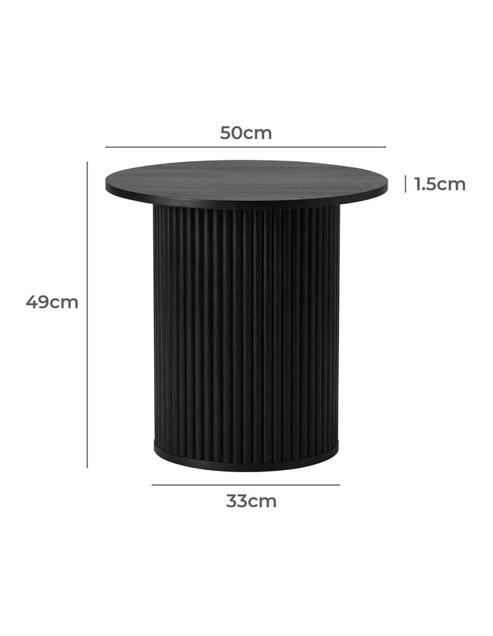 Oikiture Coffee Table Side End Tables Sofa Desk Bedside Round Wood Black image 2