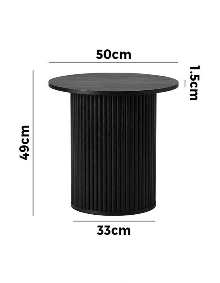 Oikiture Coffee Table Side End Tables Sofa Desk Bedside Round Wood Black image 3