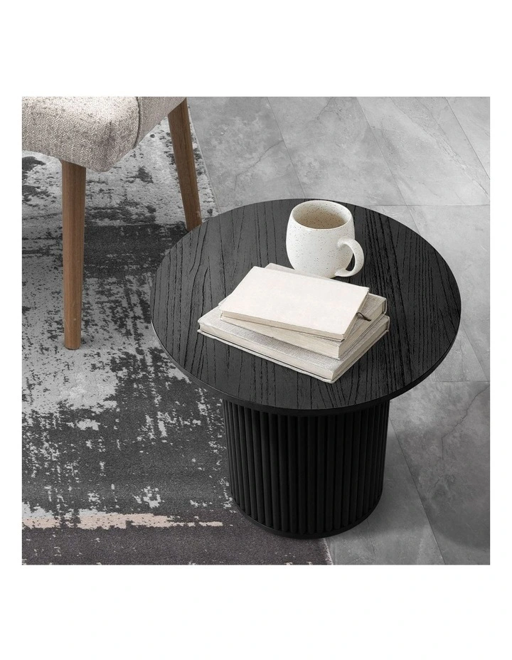 Oikiture Coffee Table Side End Tables Sofa Desk Bedside Round Wood Black image 6
