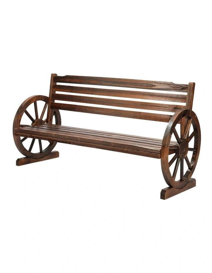 Livsip 3 Seater Outdoor Garden Bench Wooden Wagon Chair image 1