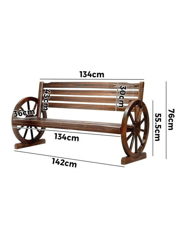 Livsip 3 Seater Outdoor Garden Bench Wooden Wagon Chair image 3
