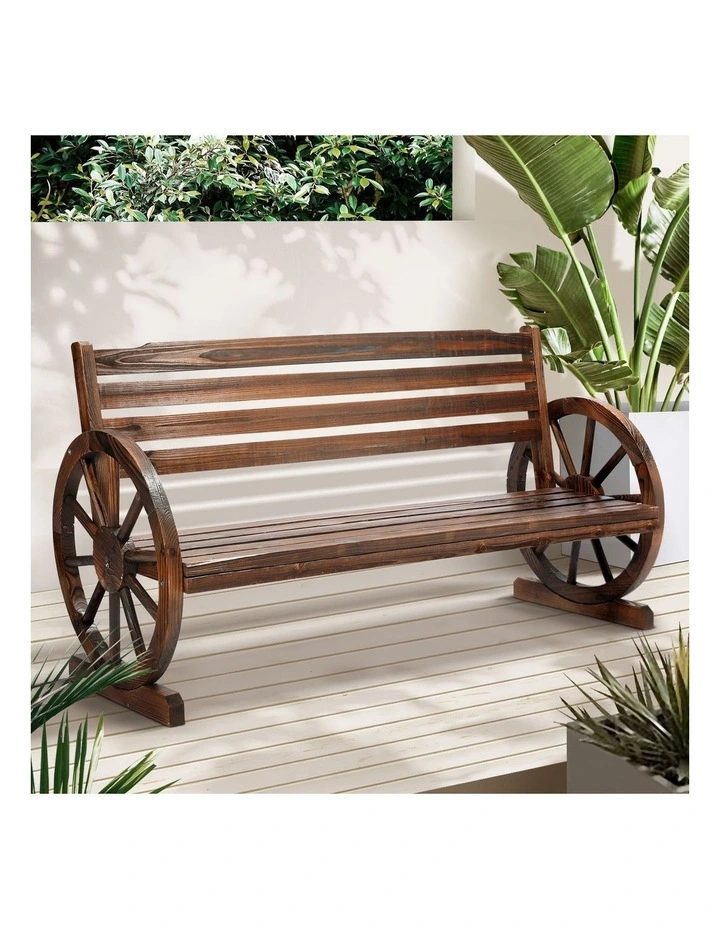 Livsip 3 Seater Outdoor Garden Bench Wooden Wagon Chair image 4