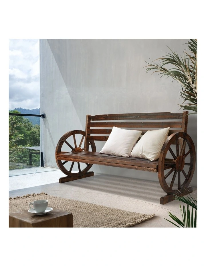 Livsip 3 Seater Outdoor Garden Bench Wooden Wagon Chair image 5