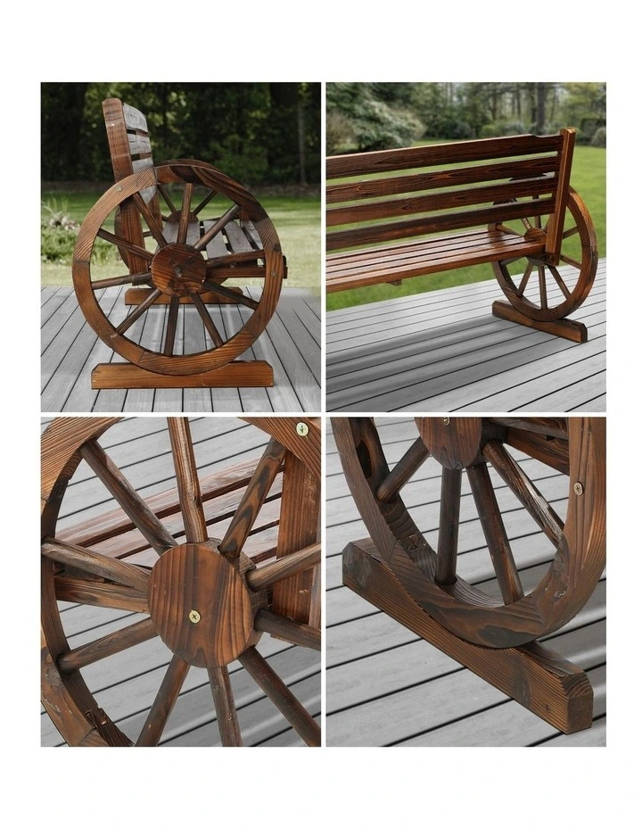 Livsip 3 Seater Outdoor Garden Bench Wooden Wagon Chair image 6