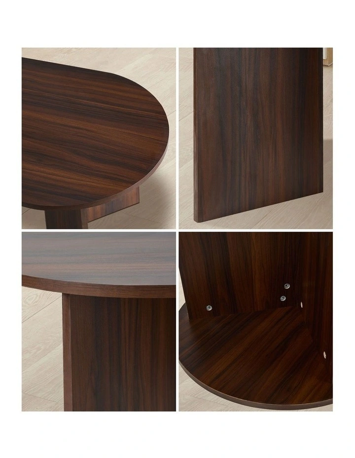 Oikiture Coffee Table Sofa End Table Oval Side Cafe Desk Timber Walnut image 6