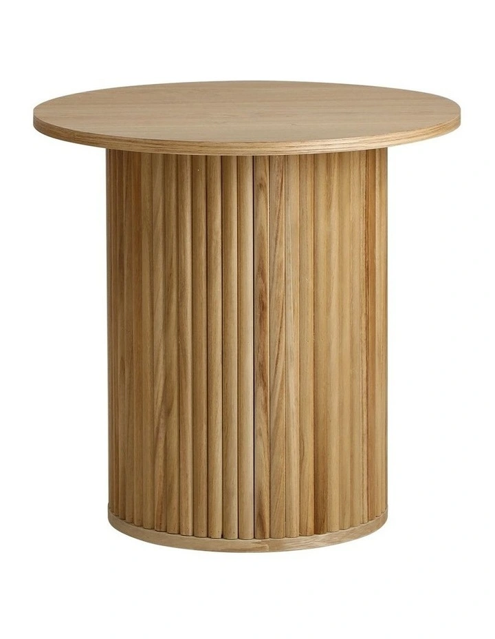 Oikiture Coffee Table Side End Tables Sofa Desk Bedside Round Wood Natural image 1
