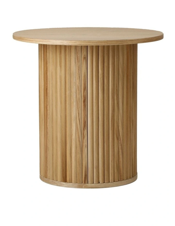Oikiture Coffee Table Side End Tables Sofa Desk Bedside Round Wood Natural image 2