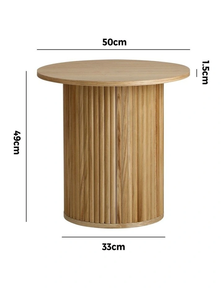 Oikiture Coffee Table Side End Tables Sofa Desk Bedside Round Wood Natural image 3