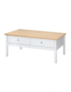 Oikiture Coffee Table Storage Drawers Side Tables Sofa Cafe Desk Natural White