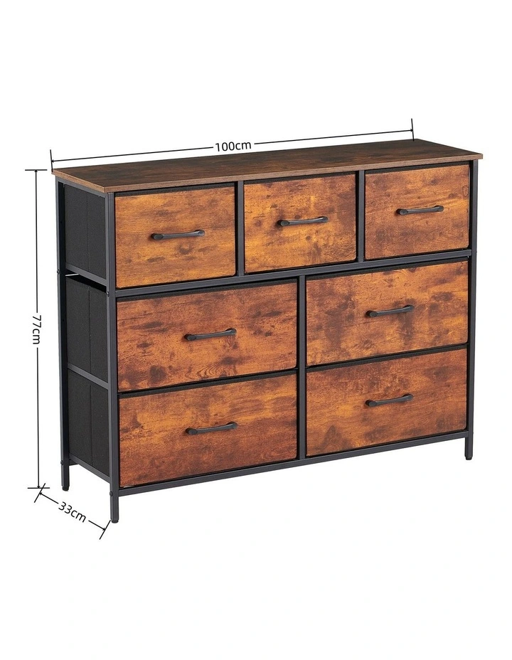 7 Drawer Chest of Drawers, Fabric Tallboy Storage Cabinet with Wooden Top & Metal Frame image 7