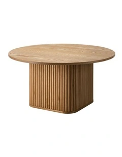 Oikiture Coffee Table Side End Tables Sofa Desk Round Wooden Furniture Natural