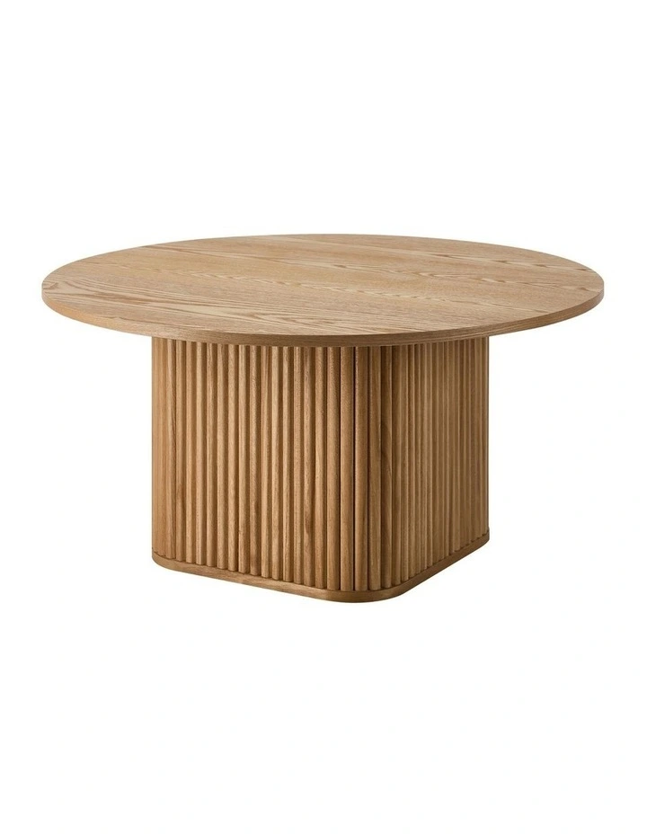 Oikiture Coffee Table Side End Tables Sofa Desk Round Wooden Furniture Natural image 2