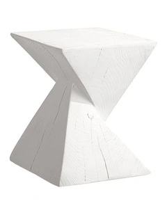 Oikiture Side Table Coffee Bedside End Stool Stand Magnesium Cement White