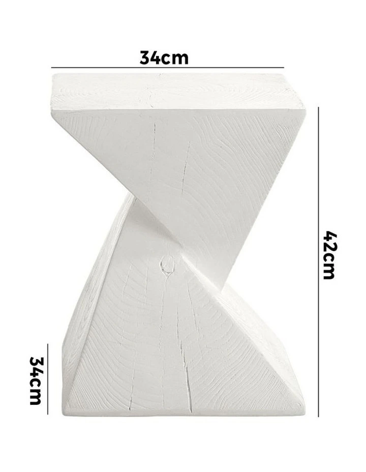 Oikiture Side Table Coffee Bedside End Stool Stand Magnesium Cement White image 3
